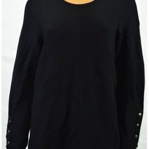 Alfani Women's Black Buttoned Cuff Asymmetric Ribb